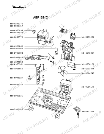 Взрыв-схема микроволновой печи Moulinex AEF12B(0) - Схема узла AP002063.8P3