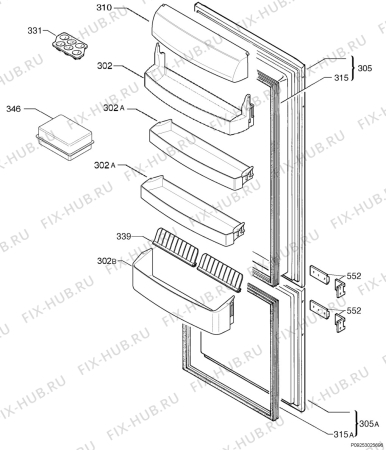Взрыв-схема холодильника Electrolux ERN29800 - Схема узла Door 003