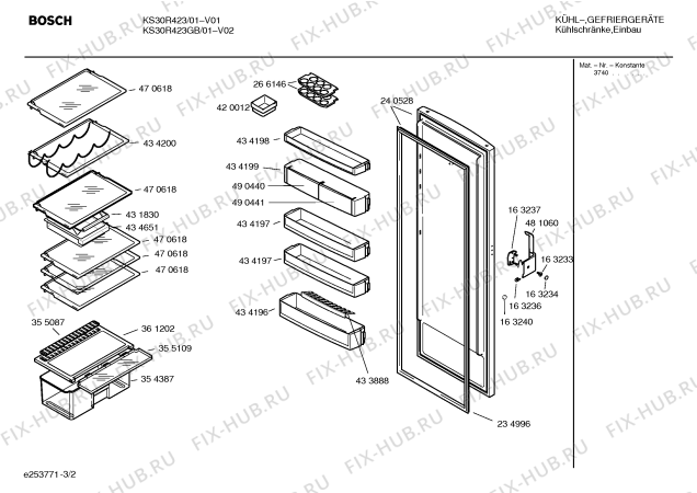 Взрыв-схема холодильника Siemens KS30R423 - Схема узла 02