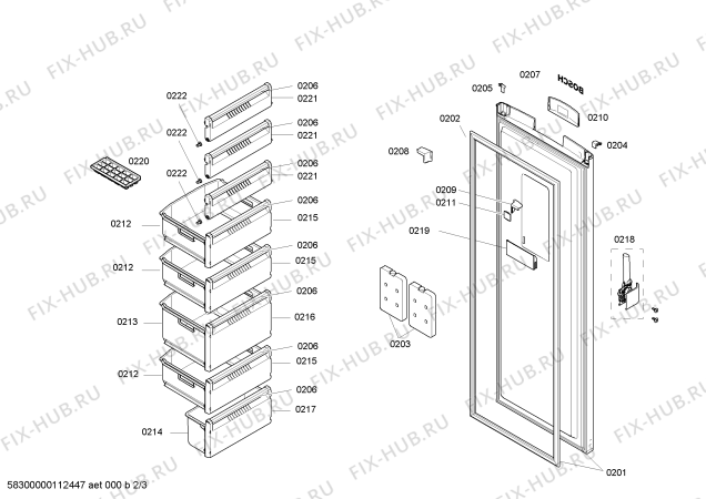 Взрыв-схема холодильника Bosch GSP34420 - Схема узла 02
