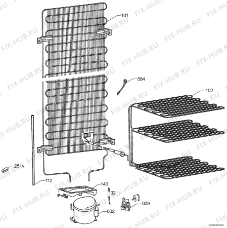 Взрыв-схема холодильника Zanussi ZRB629W - Схема узла Cooling system 017