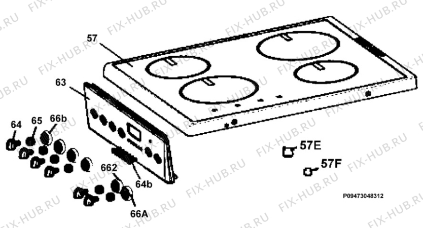 Взрыв-схема плиты (духовки) Electrolux EKD514500W - Схема узла Section 4