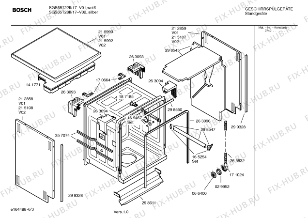 Схема №4 SGS65T28II Logixx Easy с изображением Передняя панель для посудомоечной машины Bosch 00439968