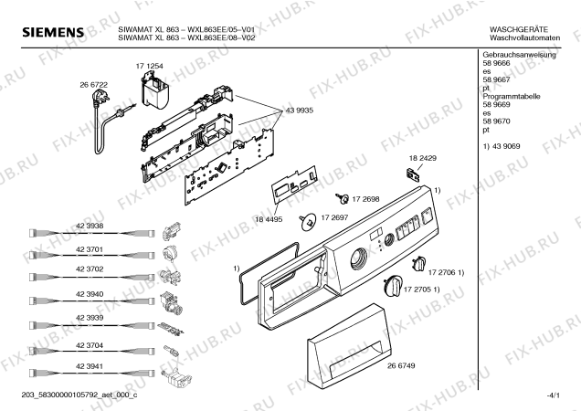 Схема №3 WXL1063EE SIWAMAT WXL 1063 с изображением Таблица программ для стиралки Siemens 00589670