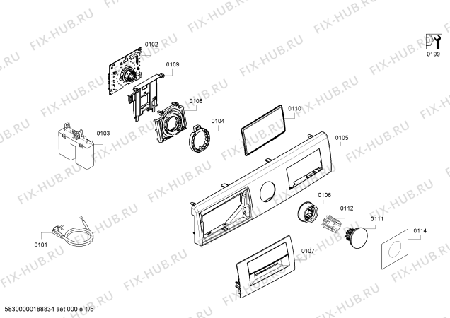 Схема №3 WAT286B8SN с изображением Наклейка для стиральной машины Bosch 00636750