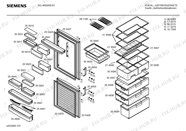 Схема №1 KG44U20IE с изображением Крышка для холодильника Siemens 00355016