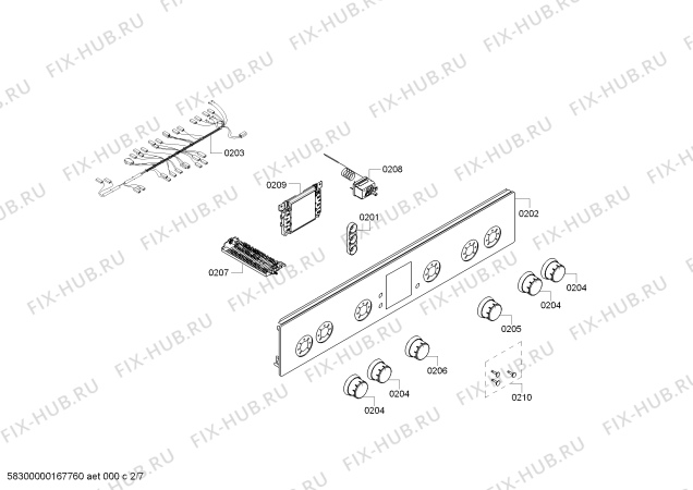 Взрыв-схема плиты (духовки) Bosch HGV64W323T - Схема узла 02