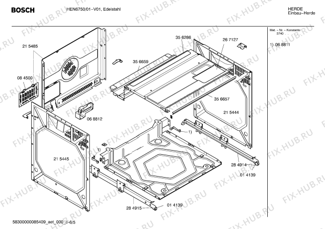 Взрыв-схема плиты (духовки) Bosch HEN6750 - Схема узла 05