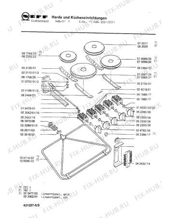 Взрыв-схема плиты (духовки) Neff 1114842001 1484/21F - Схема узла 05