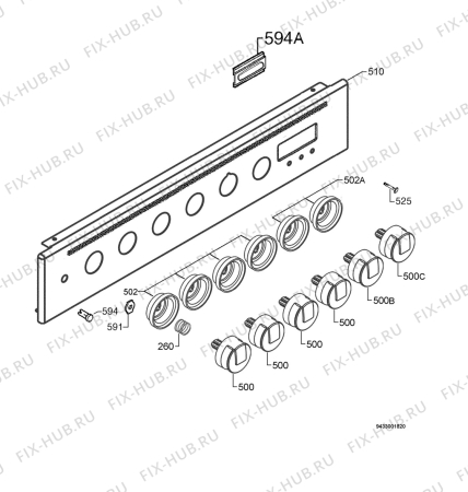 Взрыв-схема плиты (духовки) Electrolux EKK603505X - Схема узла Command panel 037