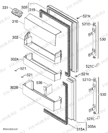 Взрыв-схема холодильника Electrolux RN3853MOX - Схема узла Door 003