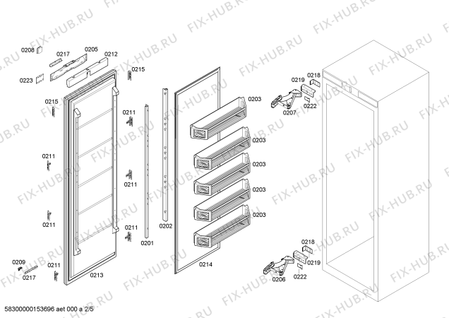 Схема №5 T30IF70FSS с изображением Зажим для холодильника Bosch 00605557