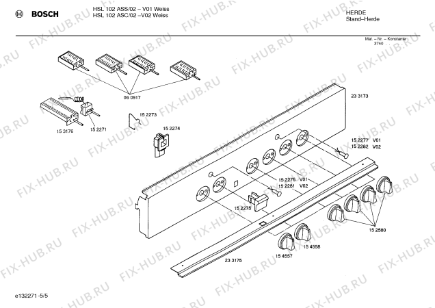 Схема №4 HSL102GSC с изображением Панель управления для духового шкафа Bosch 00233173