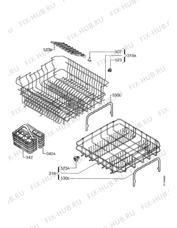 Взрыв-схема посудомоечной машины Zanussi DWS684 - Схема узла Baskets, tubes 061