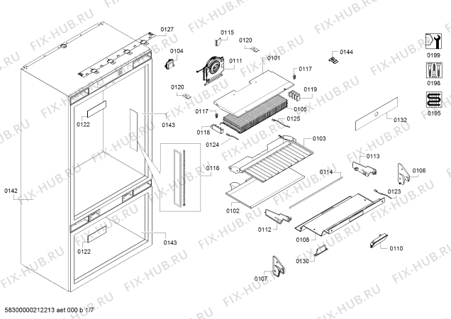 Схема №3 B30IB900SP, Bosch с изображением Крышка для холодильника Bosch 11028993