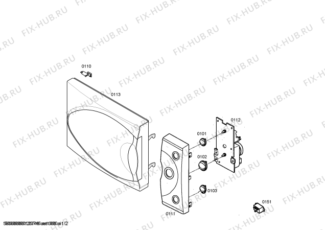 Схема №2 3WG2534 с изображением Нижняя часть корпуса для микроволновой печи Bosch 00662819