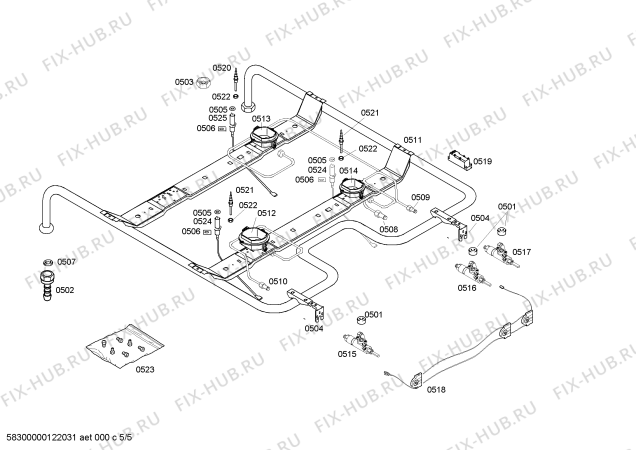 Схема №5 FRT4601EG с изображением Кабель для плиты (духовки) Bosch 00498686