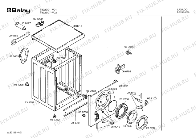 Взрыв-схема стиральной машины Balay T8222 - Схема узла 02
