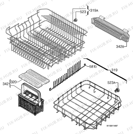 Взрыв-схема посудомоечной машины Lloyds 715/492-09 50219 - Схема узла Basket 160