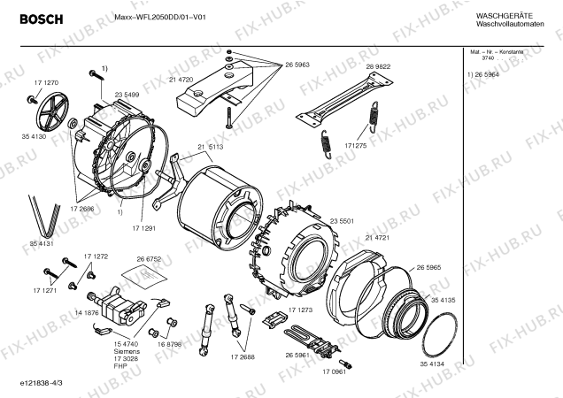 Взрыв-схема стиральной машины Bosch WFL2050DD WFL2050 - Схема узла 03