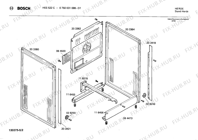 Взрыв-схема плиты (духовки) Bosch 0750031096 HES522C - Схема узла 02