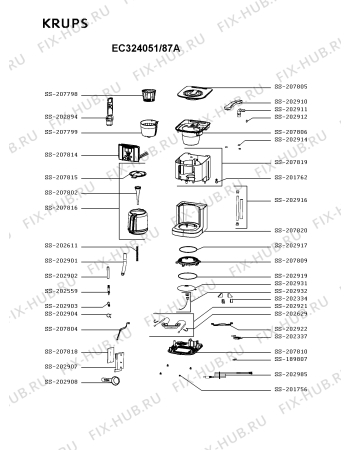 Схема №1 EC324051/87A с изображением Плата управления для электрокофеварки Krups SS-207814
