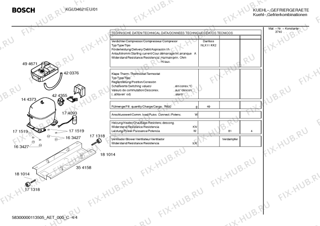 Взрыв-схема холодильника Bosch KGU34621EU - Схема узла 04
