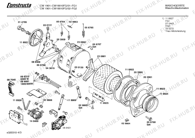 Взрыв-схема стиральной машины Constructa CW19010FG CW1901 - Схема узла 03
