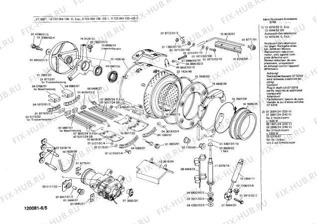 Взрыв-схема стиральной машины Bosch 0722054133 VT596 - Схема узла 05