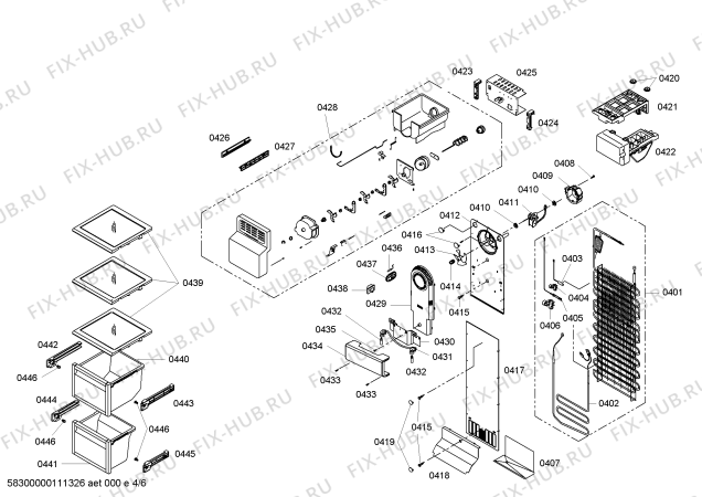 Взрыв-схема холодильника Siemens KA60NA15NE - Схема узла 04