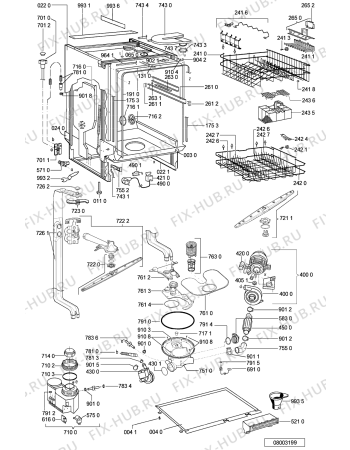 Взрыв-схема посудомоечной машины Whirlpool ADG 8472 WH - Схема узла