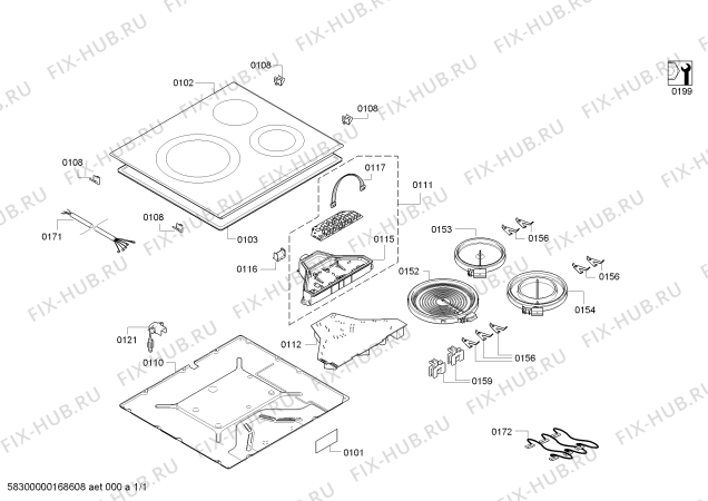 Схема №1 3EB715LQ с изображением Стеклокерамика для плиты (духовки) Bosch 00689160