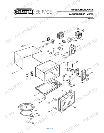 Схема №1 MO 705 с изображением Терморегулятор для микроволновой печи DELONGHI 735946
