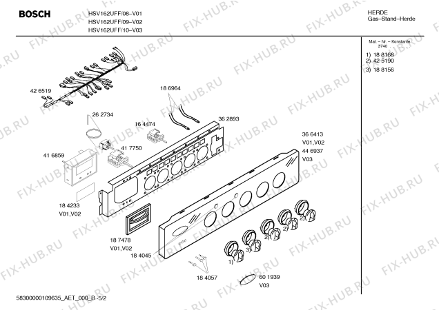Схема №3 HSV162UFF Bosch с изображением Инструкция по эксплуатации для электропечи Bosch 00585492