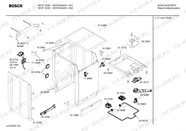 Схема №2 WOP110A Exclusiv WOP110A с изображением Таблица программ для стиральной машины Bosch 00584355