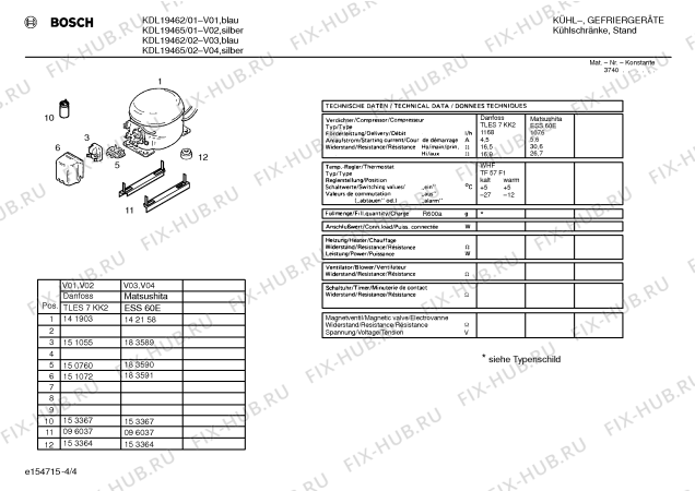 Схема №4 KDL19465 с изображением Плата для холодильника Bosch 00432616