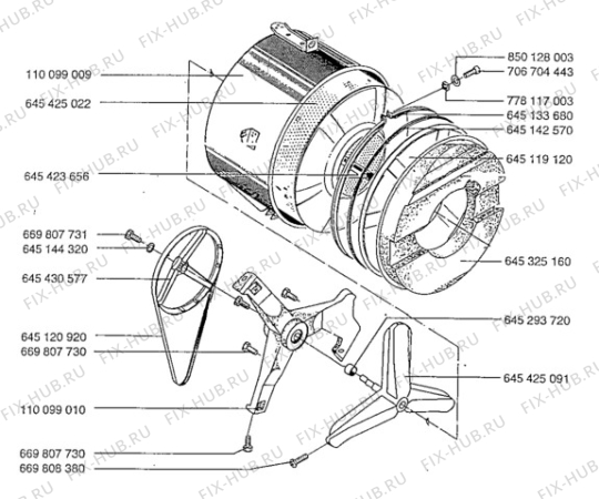 Взрыв-схема стиральной машины Aeg LAV86700 - Схема узла Drum