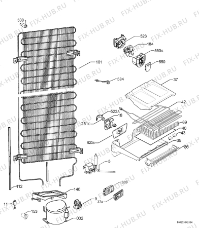 Взрыв-схема холодильника Zanussi ZRB934NXL - Схема узла Cooling system 017