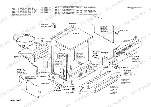 Схема №8 0730102557 2400 с изображением Панель для электропосудомоечной машины Bosch 00111632