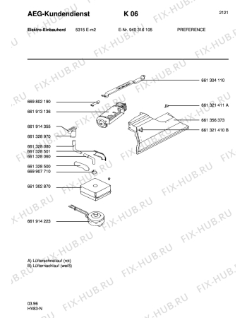 Взрыв-схема плиты (духовки) Aeg 5315E-M - Схема узла Section1