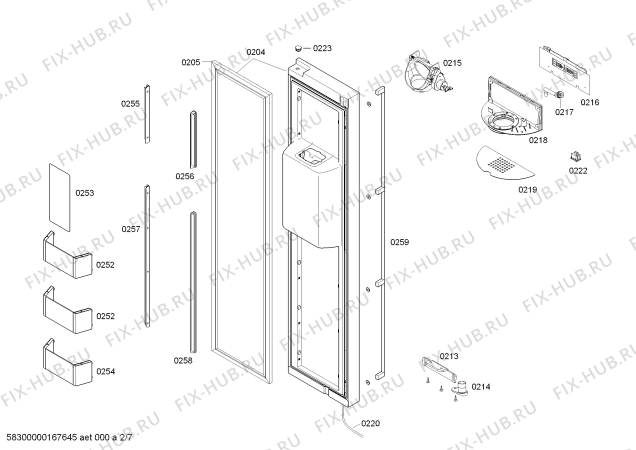 Схема №6 RS295311 Gaggenau с изображением Дверь для холодильной камеры Bosch 00710053