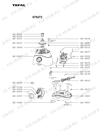 Взрыв-схема блендера (миксера) Tefal 679272 - Схема узла MP001532.2P2