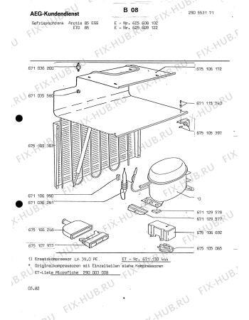 Взрыв-схема холодильника Aeg ETD 85 - Схема узла Freezer cooling system