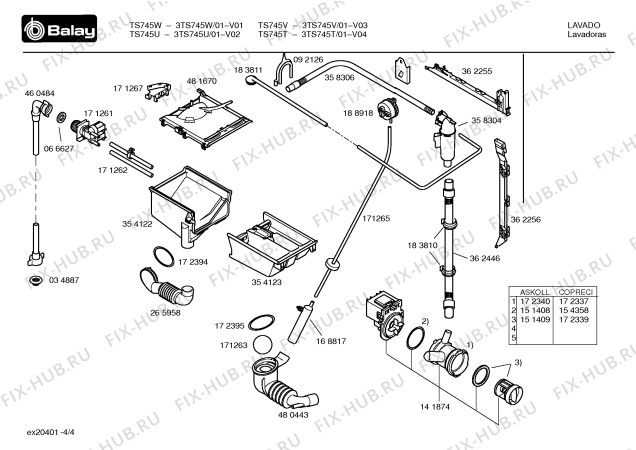 Схема №2 3TS745V с изображением Таблица программ для стиралки Bosch 00416557