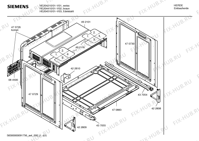 Взрыв-схема плиты (духовки) Siemens HE204510 - Схема узла 05