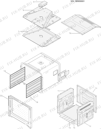 Взрыв-схема плиты (духовки) Whirlpool FP655BF (F029752) - Схема узла