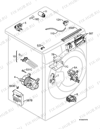 Взрыв-схема стиральной машины Electrolux EWN14991S - Схема узла Electrical equipment 268