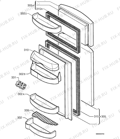 Взрыв-схема холодильника Corbero FD7175V/2 - Схема узла Door 003