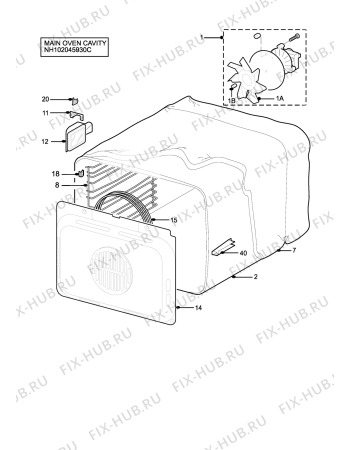 Взрыв-схема плиты (духовки) Electrolux EOD33002B - Схема узла H10 Main Oven Cavity (large)