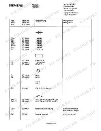 Взрыв-схема аудиотехники Siemens RG370G5 - Схема узла 02